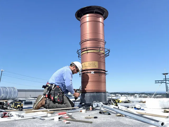 Installed chimney liner by Duxbury Chimney Sweep in Duxbury, MA