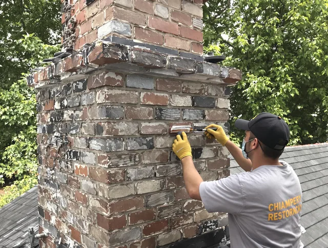 In-progress chimney restoration by Duxbury Chimney Sweep in Duxbury, MA