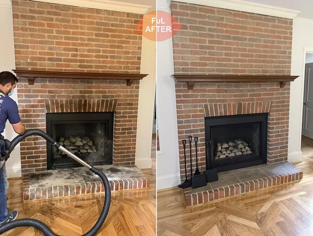 Duxbury Chimney Sweep carefully sanitizing a fireplace in Duxbury, MA