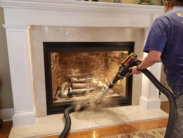Fireplace cleaning performed by Duxbury Chimney Sweep in Duxbury, MA