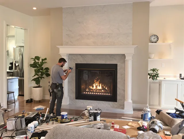 Newly installed fireplace by Duxbury Chimney Sweep in Duxbury, MA